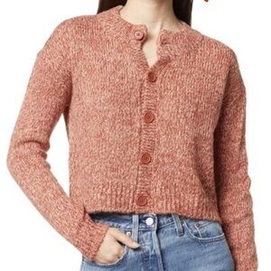 Vero Moda-PASSION KNIT BUTTON DOWN SWEATER-Medium-CHILI OIL w/MISTY ROSE-NEW!!